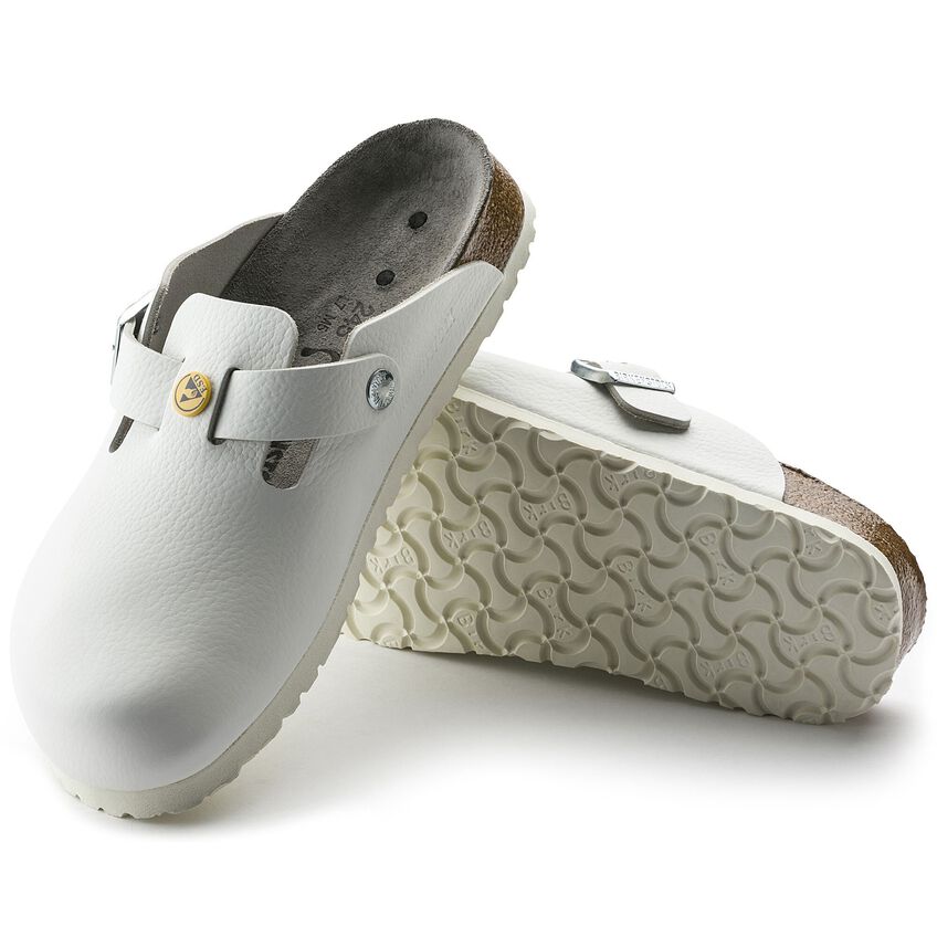 BIRKENSTOCK Boston ESD Natural Leather - White