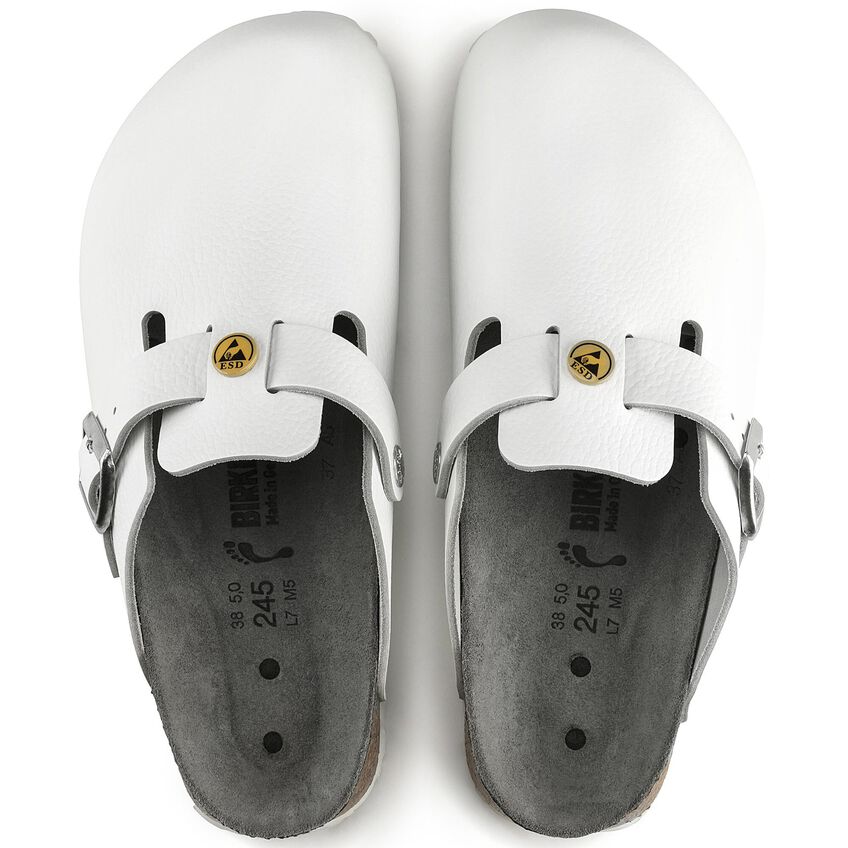 BIRKENSTOCK Boston ESD Natural Leather - White